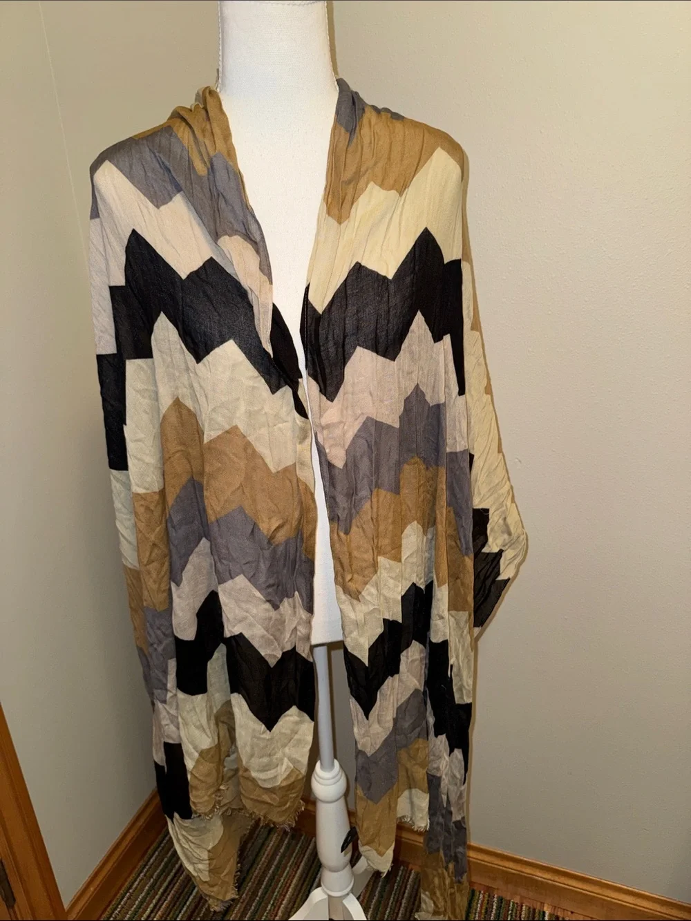 The Limited Chevron Wrap Scarf - Black, Gray, Tan, Cream
